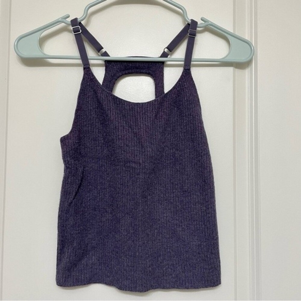 Purple Ribbed Knit Top